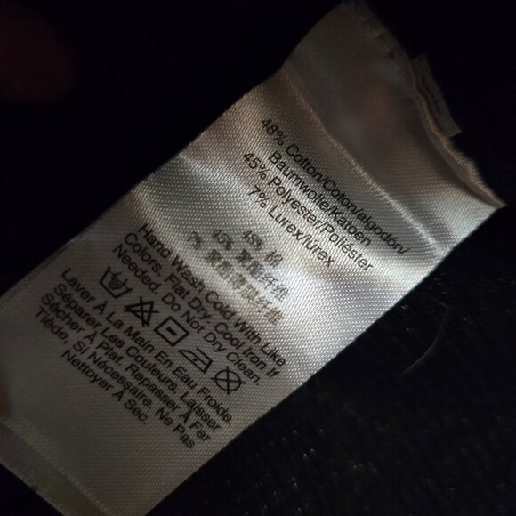 DKNY Black Ribbed Sweater With Cutouts Size XL Cotton Lurex Fitted Long Sleeve - Picture 12 of 12